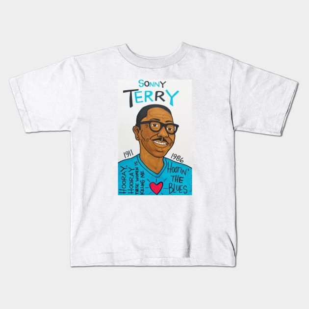 Sonny Terry Kids T-Shirt by krusefolkart